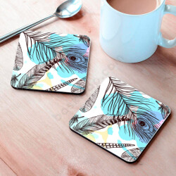 Kuş Tüyü Tasarım Bardak Altlığı online tasarla