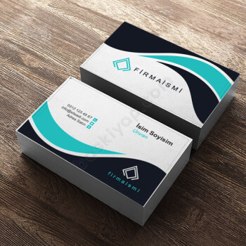 Lacivert-Turkuaz Kurumsal Firma Kartviziti online tasarla