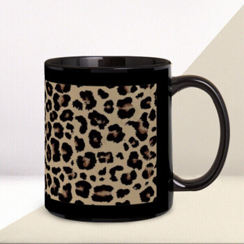 Leopar Baskılı Siyah Kupa online tasarla