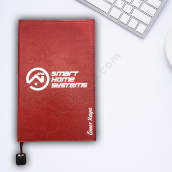 Logo Baskılı Kırmızı Suni Deri Not Defteri online tasarla