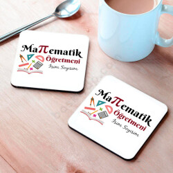 Matematik Öğretmeni Tasarımlı Bardak Altlığı online tasarla