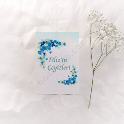 Mavi Çiçekli Bohça Kartı online tasarla