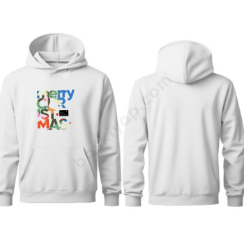 Merry Christmas Tasarımlı Kapşonlu Beyaz Sweatshirt online tasarla