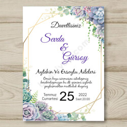 Mor Çiçekli Davetiye online tasarla