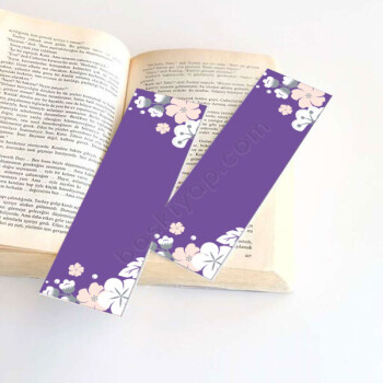 Mor Renkli Çiçekli Kitap Ayracı online tasarla