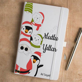 Mutlu Yıllar Tasarımlı Beyaz Ajanda-1 online tasarla