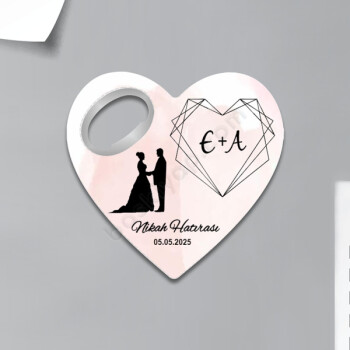 Nişan Hatırası Kişiye Özel Kalp Magnet Açacak online tasarla