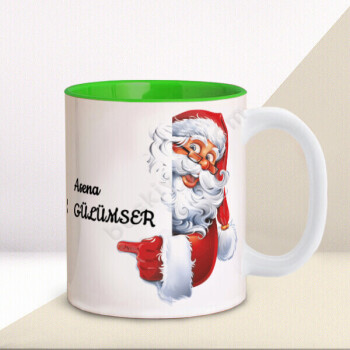 Noel Baba Tasarımlı 2 İçi Yeşil Kupa online tasarla