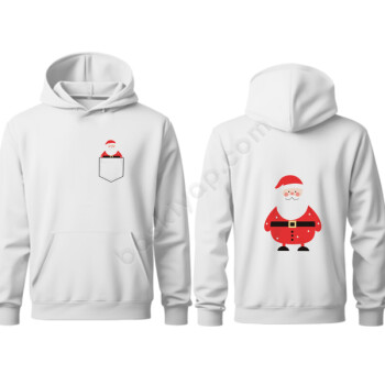 Noel Baba Tasarımlı Kapşonlu Beyaz Sweatshirt online tasarla