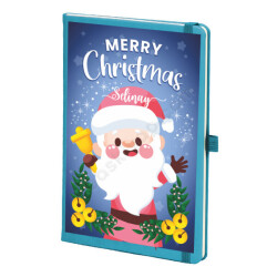 Noel Baba Tasarımlı Mavi Ajanda Defter online tasarla