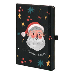 Noel Baba Tasarımlı Siyah Ajanda online tasarla