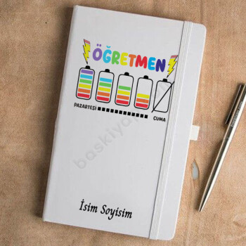 Öğretmen Enerji Tasarımlı Tarihsiz Beyaz Ajanda online tasarla