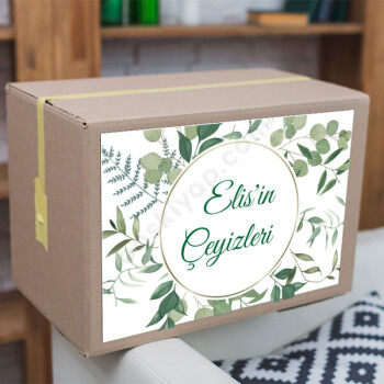 Okaliptüs Tasarımlı Çeyiz Etiketi online tasarla