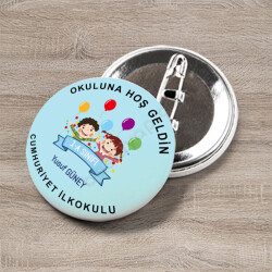 Okula Hoş Geldin Erkek Öğrenci Rozeti online tasarla