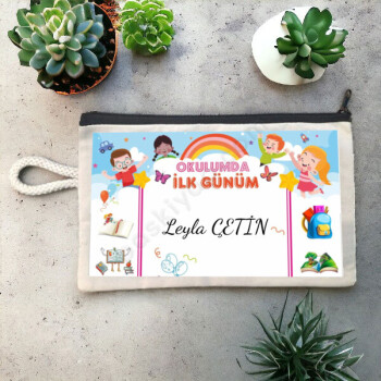 Okulda İlk Günüm Baskılı Bez Kalemlik online tasarla