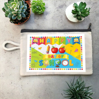 Okulun Mutlu Günü Baskılı Bez Kalemlik online tasarla