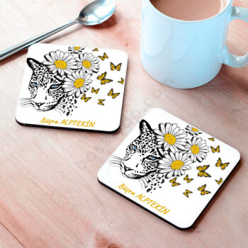 Papatya Kaplan Tasarımlı Bardak Altlığı online tasarla