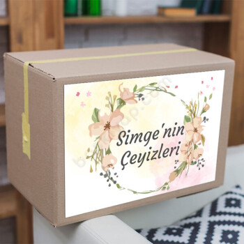 Pastel Çelenkli Çeyiz Etiketi online tasarla