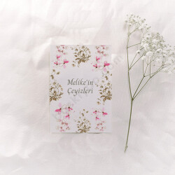 Pembe Çiçekli Bohça Kartı online tasarla