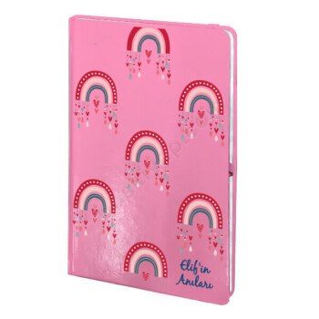 Pembe Gökkuşağı Tasarım Pembe Ajanda online tasarla