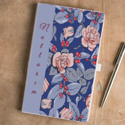 Pembe Gül Desenli Beyaz Ajanda online tasarla