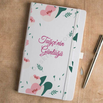 Pembe Gül Tasarımlı Beyaz Ajanda online tasarla