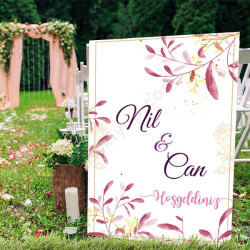 Pembe Sarı Tasarımlı Ayaklı Pano online tasarla