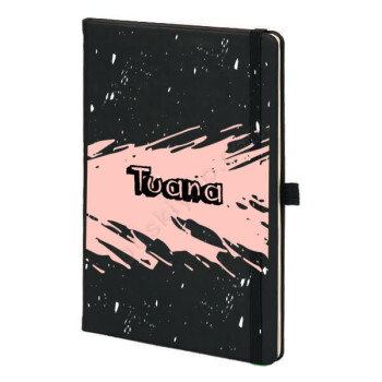 Pembe Tasarımlı Kişiye Özel Siyah Ajanda online tasarla