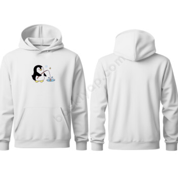 Penguen Tasarımlı Kapşonlu Beyaz Sweatshirt online tasarla