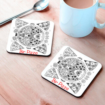 Pizza Tasarımlı Bardak Altlığı online tasarla