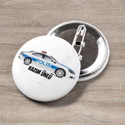 Polis Araba Baskılı Buton Rozet online tasarla
