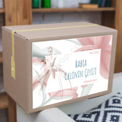 Pudra Çiçek Tasarım Baskılı Çeyiz Etiketi online tasarla