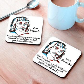 Rene Descartes Tasarımlı Bardak Altlığı online tasarla