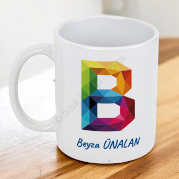 Renkli B Harfi Tasarım Baskılı Kupa online tasarla
