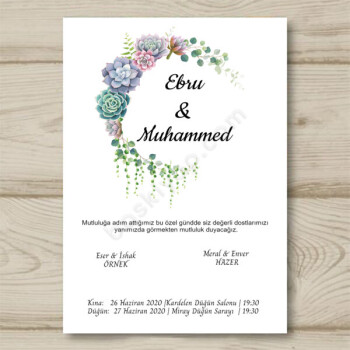 Renkli Çiçekli Davetiye online tasarla