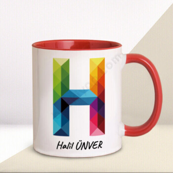 Renkli H Harfi Tasarım Baskılı Kupa online tasarla