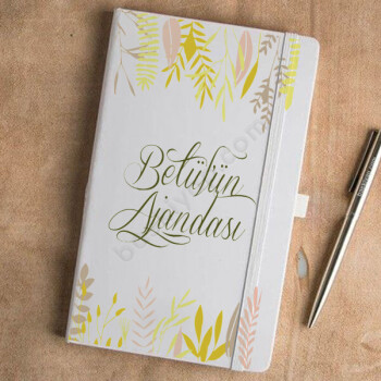 Renkli Yaprak Tasarım Beyaz Ajanda online tasarla