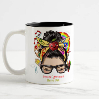 Resim Öğremenine Özel Tasarımlı İçi Siyah Kupa online tasarla