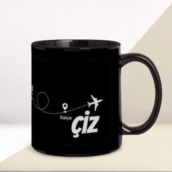 Rotanı Çiz Temalı Siyah Kupa Bardak online tasarla