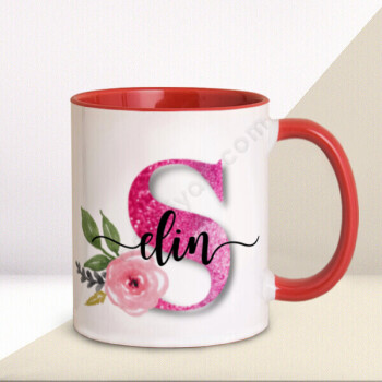 S Harfi Kırmızı Kupa Bardak online tasarla