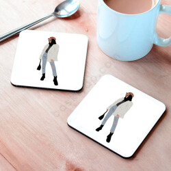 Şapkalı Kız Tasarım Bardak Altlığı online tasarla