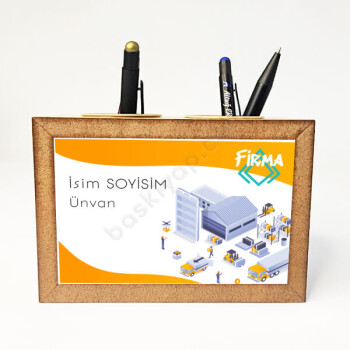 Sarı Renkli Kurumsal Masaüstü Kalemlik online tasarla