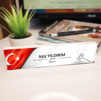 Savcı İçin Akrilik Masa İsimliği online tasarla