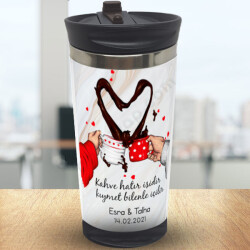 Sevgililer Günü Kahve Sever Çift Tasrım Termos online tasarla