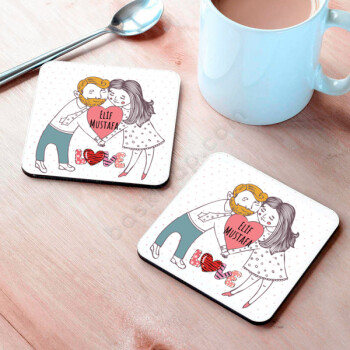 Sevgililer Gününe Özel 2 Bardak Altlığı online tasarla