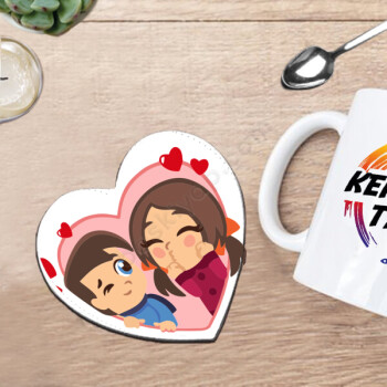 Sevgililer Gününe Özel 4 Kalpli Bardak Altlığı online tasarla