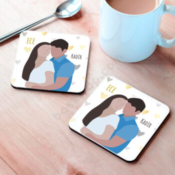 Sevgililer Gününe Özel 4 Metal Bardak Altlığı online tasarla