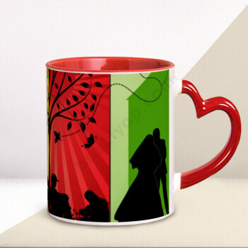 Sevgililer Gününe Özel Kalp Kulplu Kupa Bardak online tasarla