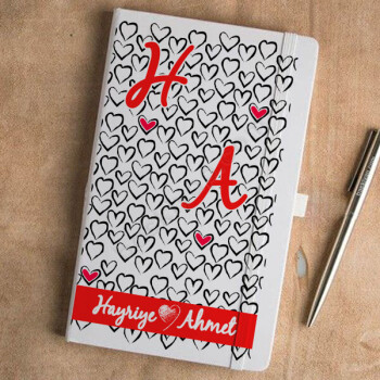 Sevgililer Gününe Özel Kalpli Beyaz Ajanda online tasarla