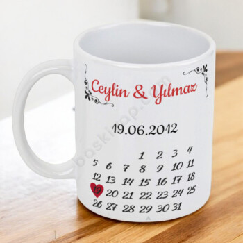 Sevgililer Gününe Tarih Baskılı  Beyaz Kupa online tasarla